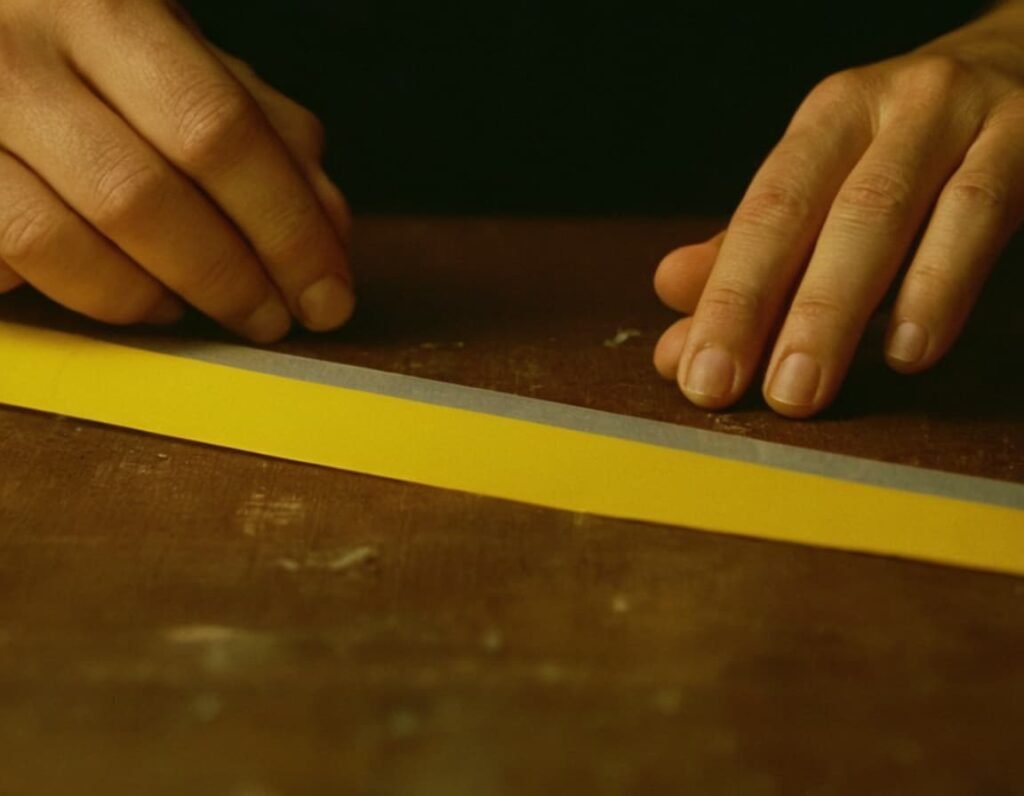 idea tape post 02 close-up of hands using a yellow strip of paper called idea tape